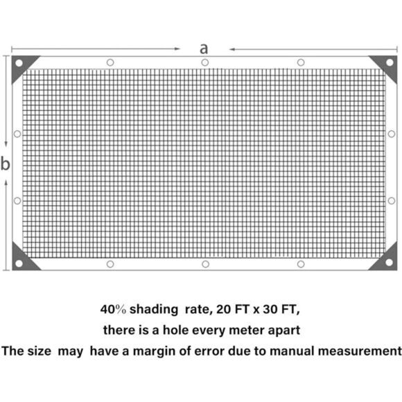 40% Black Shade Cloth, 20 x 30 FT Durable Mesh Tarp with Grommets, Resistant UV - Picture 3 of 7